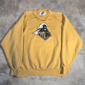 Vintage Purdue University Crewneck Sweatshirt Yellow XXL College Pullover